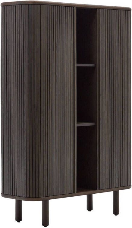 Kave Home Hoog Mailen-dressoir met 2 deuren van essenfineer met een donkere afwerking 110 x 160 cm - Foto 4
