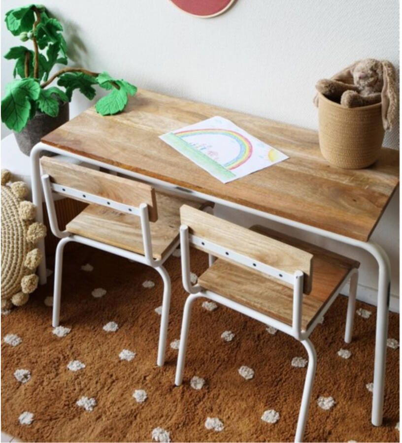 KidsDepot 2-delige Stoelenset Original mangohout grijs