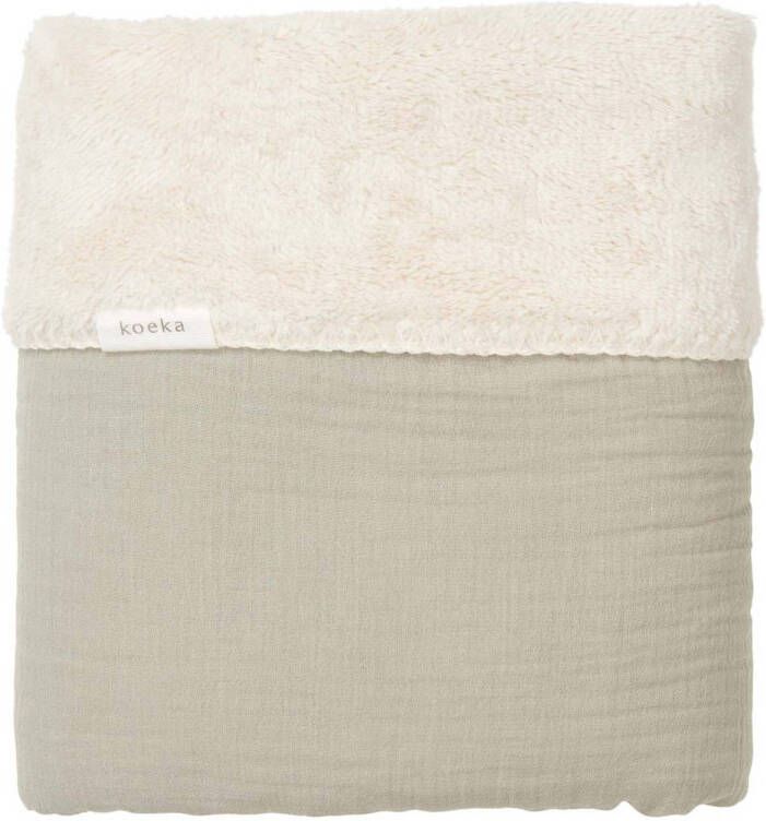 Koeka Faro baby ledikantdeken met teddy 100x150 cm lichtgroen