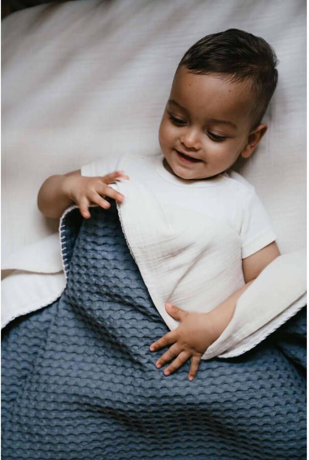 Koeka all season wiegdeken Amsterdam wafel katoenfleece bluestone - Foto 2