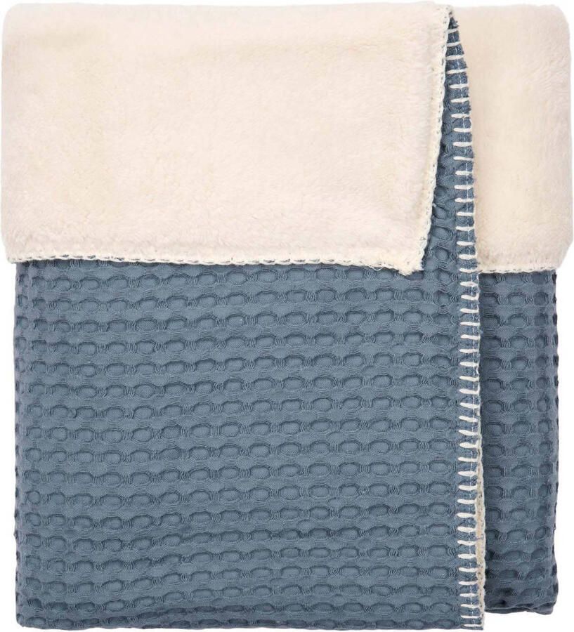 Koeka all season wiegdeken Amsterdam wafel katoenfleece bluestone