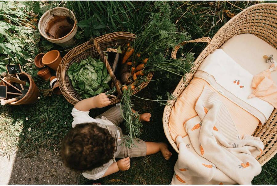 Koeka ledikantdeken I carrot a lot zacht oranje