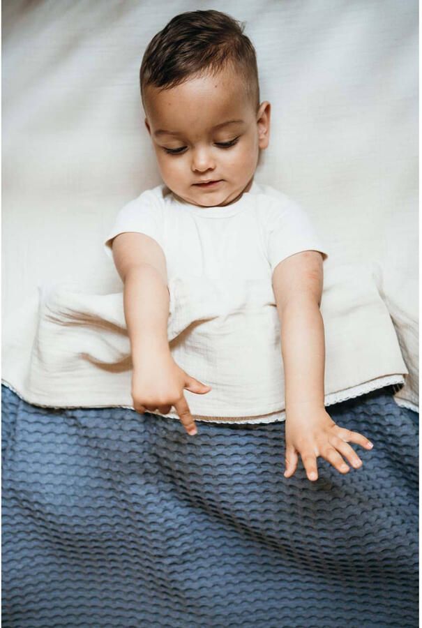 Koeka ledikantdeken Oslo wafel teddy bluestone