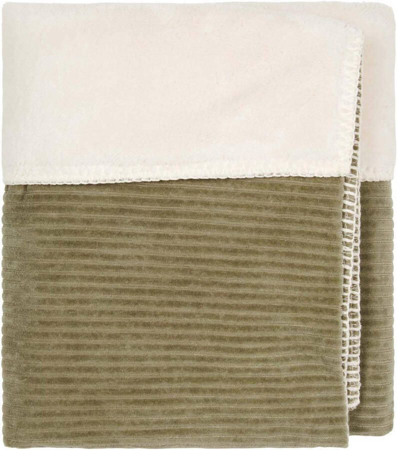 Koeka wiegdeken Vik met corduroy en teddy groen offwhite