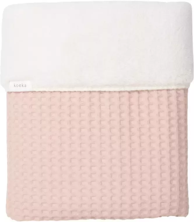 Koeka Oslo baby wiegdeken wafel teddy 75x100 cm rosa salt pebble - Foto 3