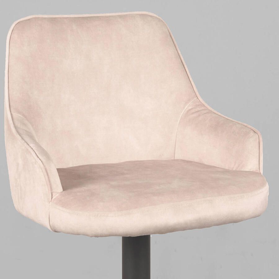 LABEL51 Fender Barkruk Naturel Velvet Zithoogte 64-84 Kruk Draaibaar Met Armleuning