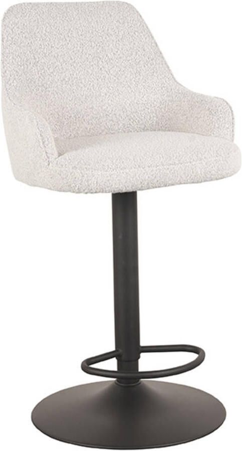 LABEL51 Fender Barkruk Wit Stof Zithoogte 64-84 Kruk Draaibaar Met Armleuning - Foto 3