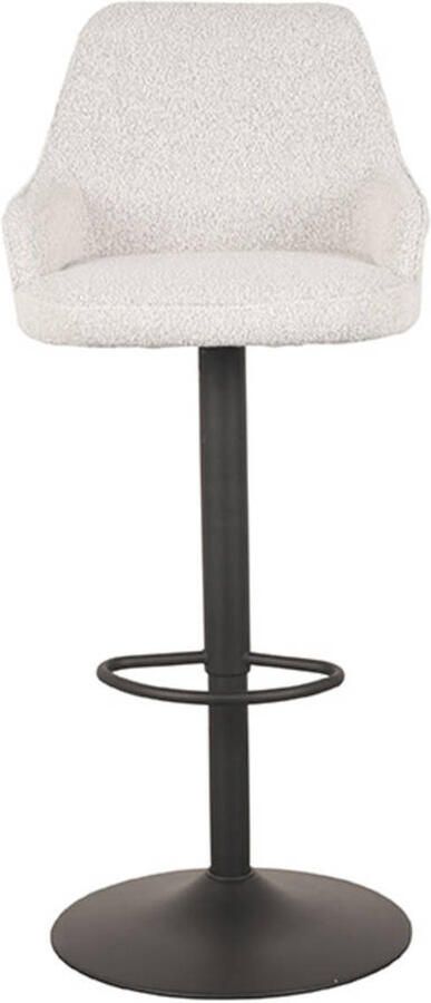 LABEL51 Fender Barkruk Wit Stof Zithoogte 64-84 Kruk Draaibaar Met Armleuning - Foto 2