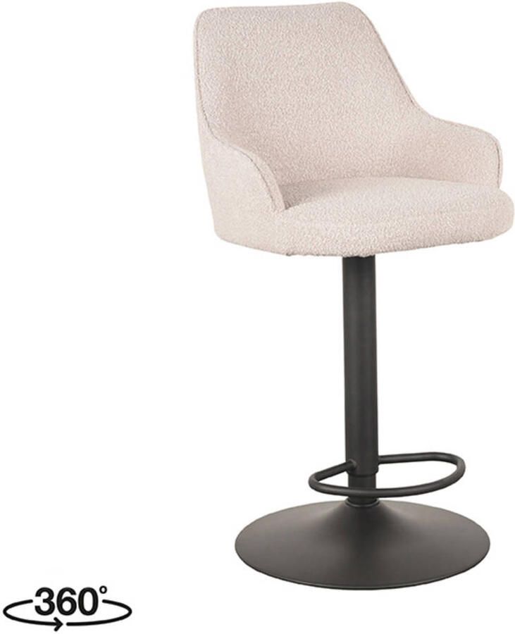 LABEL51 Fender Barkruk Naturel Stof Zithoogte 64-84 Kruk Draaibaar Met Armleuning - Foto 2