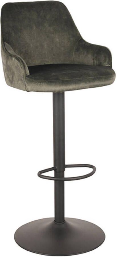 LABEL51 Fender Barkruk Groen Velvet Zithoogte 64-84 Kruk Draaibaar Met Armleuning - Foto 3