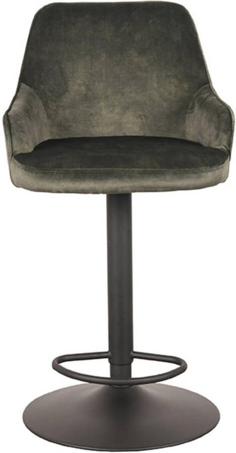 LABEL51 Fender Barkruk Groen Velvet Zithoogte 64-84 Kruk Draaibaar Met Armleuning - Foto 2