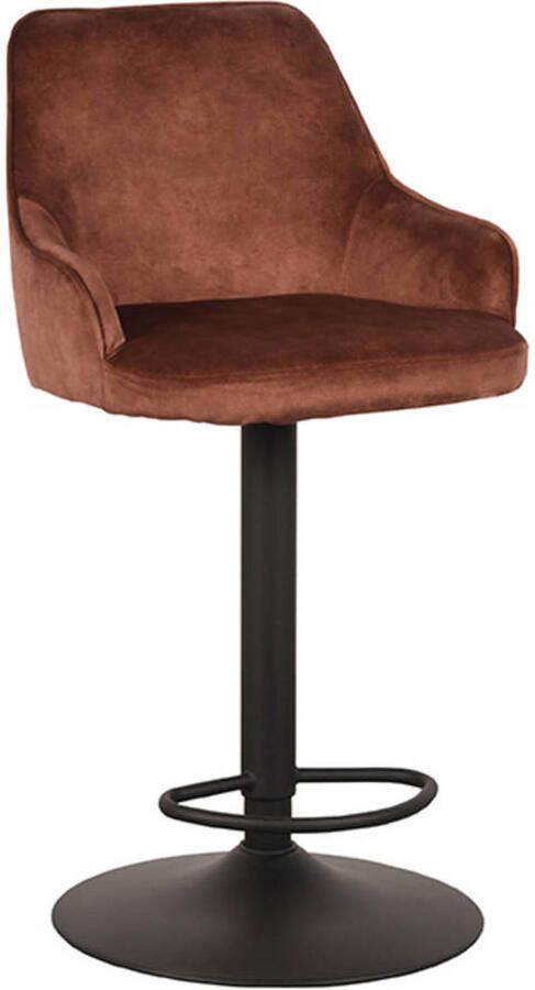 LABEL51 Fender Barkruk Oranje Velvet Zithoogte 64-84 Kruk Draaibaar Met Armleuning - Foto 3