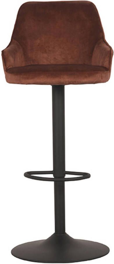 LABEL51 Fender Barkruk Oranje Velvet Zithoogte 64-84 Kruk Draaibaar Met Armleuning - Foto 2