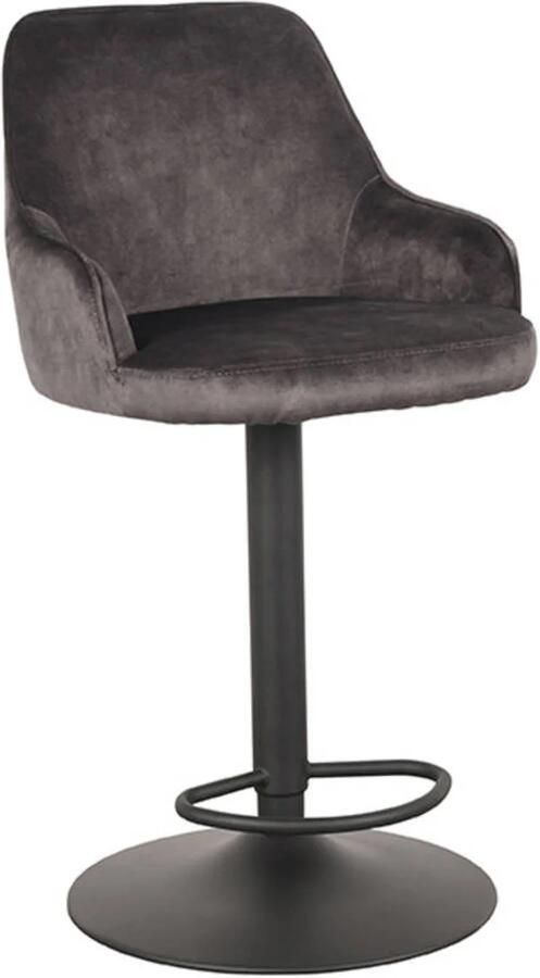 LABEL51 Fender Barkruk Grijs Velvet Zithoogte 64-84 Kruk Draaibaar Met Armleuning - Foto 2