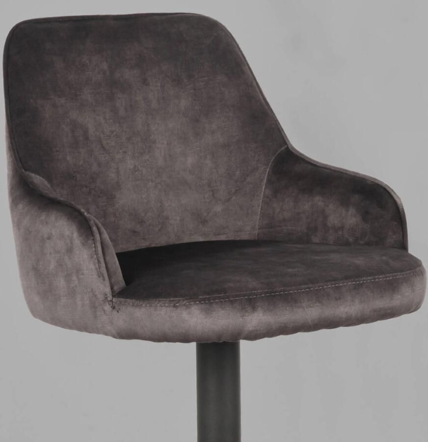 LABEL51 Fender Barkruk Grijs Velvet Zithoogte 64-84 Kruk Draaibaar Met Armleuning - Foto 3