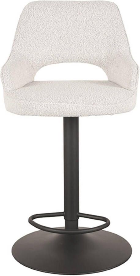 LABEL51 Fer Barkruk Wit Stof Zithoogte 64-84 Kruk Draaibaar Met Armleuning - Foto 2