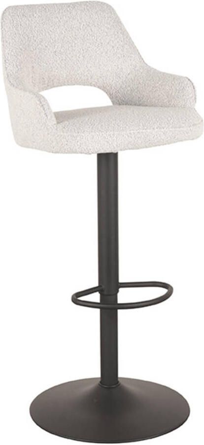 LABEL51 Fer Barkruk Wit Stof Zithoogte 64-84 Kruk Draaibaar Met Armleuning - Foto 3