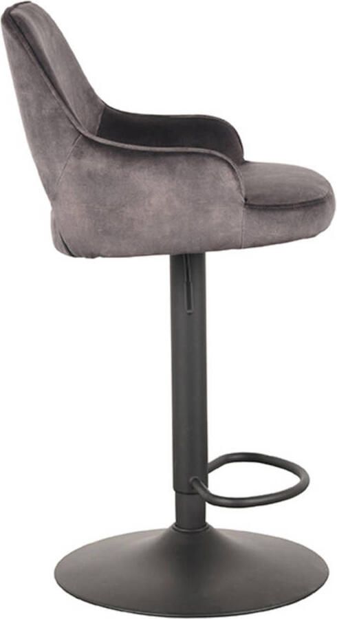 LABEL51 Fer Barkruk Grijs Velvet Zithoogte 64-84 Kruk Draaibaar Met Armleuning - Foto 3