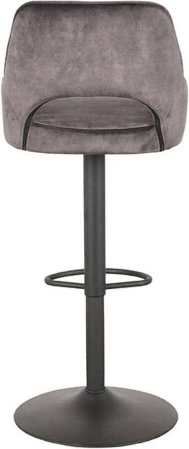 LABEL51 Fer Barkruk Grijs Velvet Zithoogte 64-84 Kruk Draaibaar Met Armleuning - Foto 4
