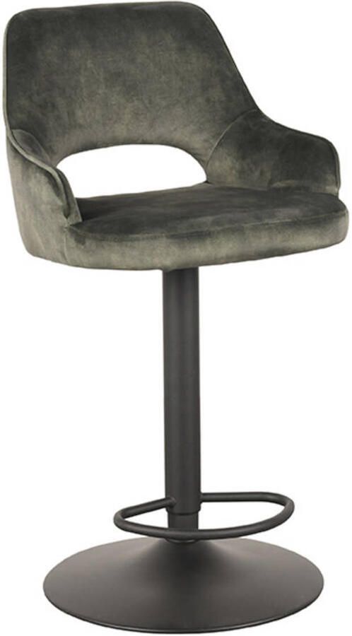 LABEL51 Fer Barkruk Groen Velvet Zithoogte 64-84 Kruk Draaibaar Met Armleuning - Foto 4