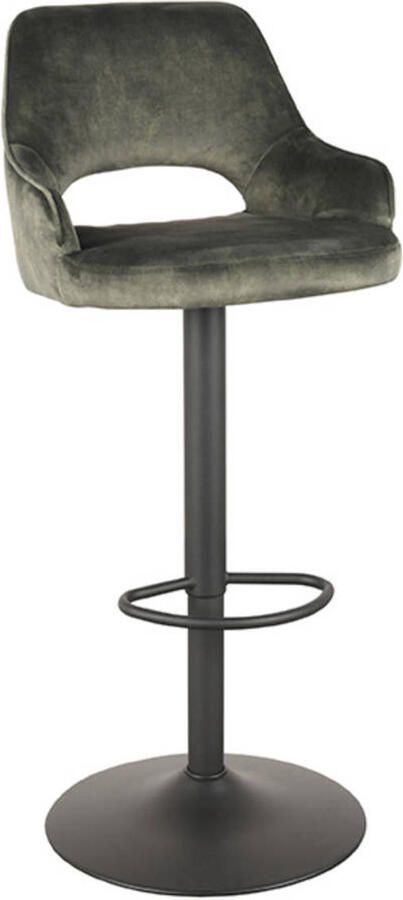 LABEL51 Fer Barkruk Groen Velvet Zithoogte 64-84 Kruk Draaibaar Met Armleuning - Foto 3