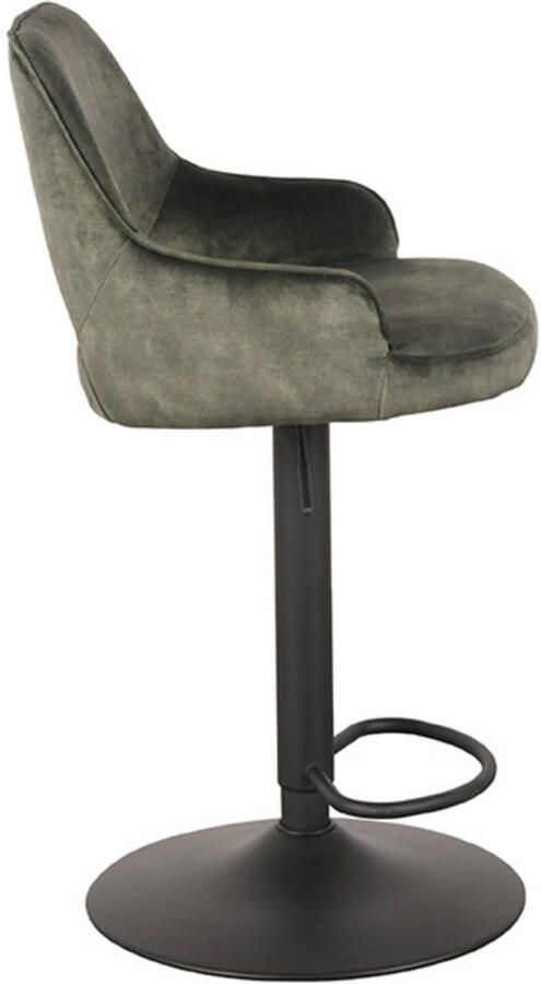 LABEL51 Fer Barkruk Groen Velvet Zithoogte 64-84 Kruk Draaibaar Met Armleuning - Foto 2