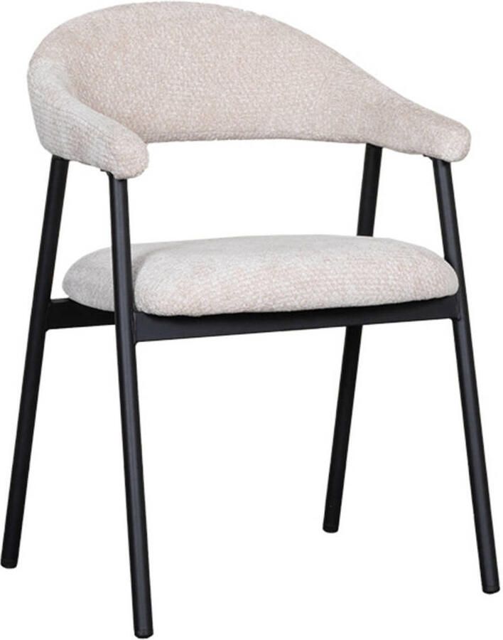 LABEL51 Amaze Eetkamerstoel Naturel Velvet Black Frame Stoel Normale eetkamerstoel Met Armleuning - Foto 4