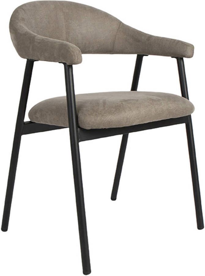 LABEL51 Amaze Eetkamerstoel Bruin Stof Black Frame Stoel Normale eetkamerstoel Met Armleuning - Foto 3