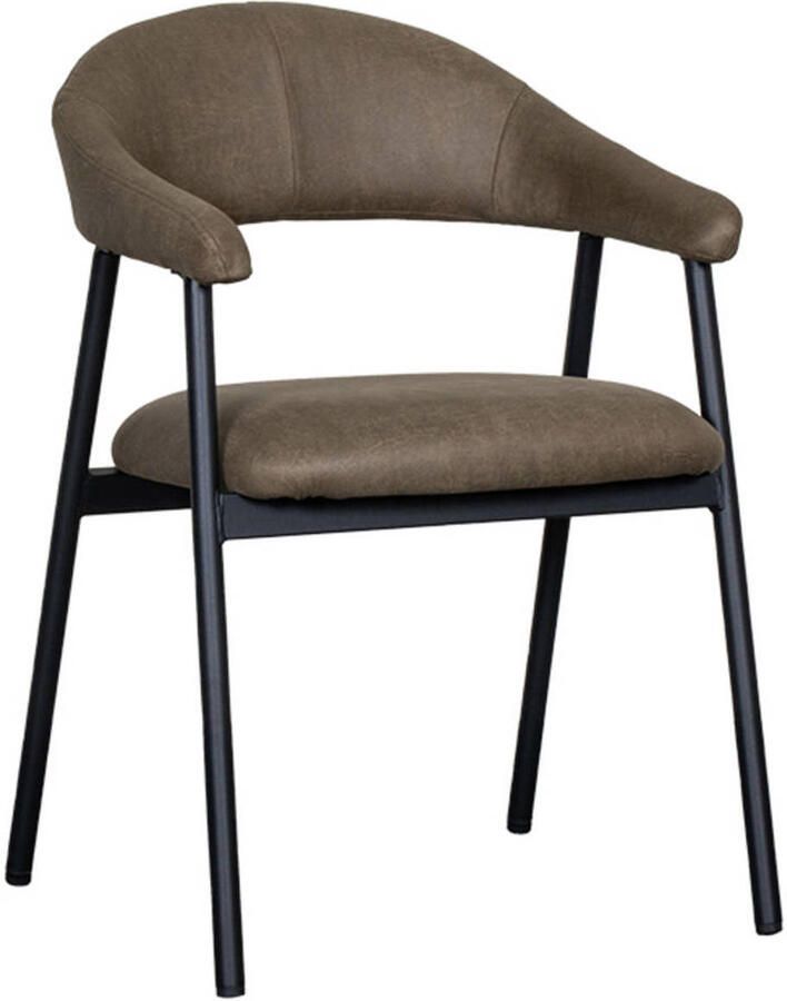 LABEL51 Amaze Eetkamerstoel Groen Stof Black Frame Stoel Met Armleuning - Foto 4