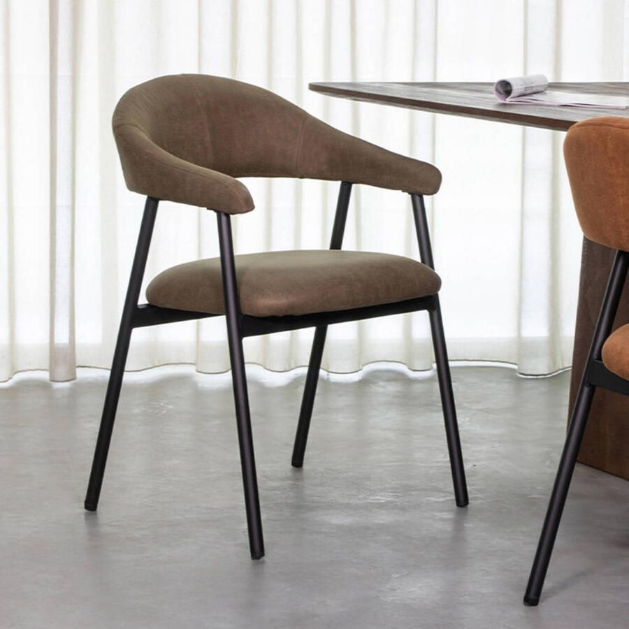 LABEL51 Amaze Eetkamerstoel Groen Stof Black Frame Stoel Met Armleuning