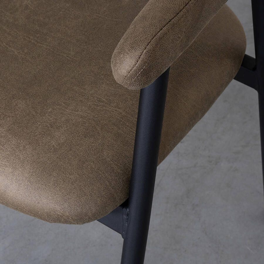 LABEL51 Amaze Eetkamerstoel Groen Stof Black Frame Stoel Met Armleuning - Foto 2