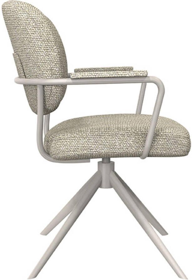 LABEL51 Basel Eetkamerstoel Naturel Stof Taupe Frame Stoel Normale eetkamerstoel Draaibaar Met Armleuning - Foto 3