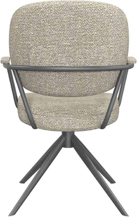 LABEL51 Basel Eetkamerstoel Naturel Stof Black Frame Stoel Normale eetkamerstoel Draaibaar Met Armleuning - Foto 3