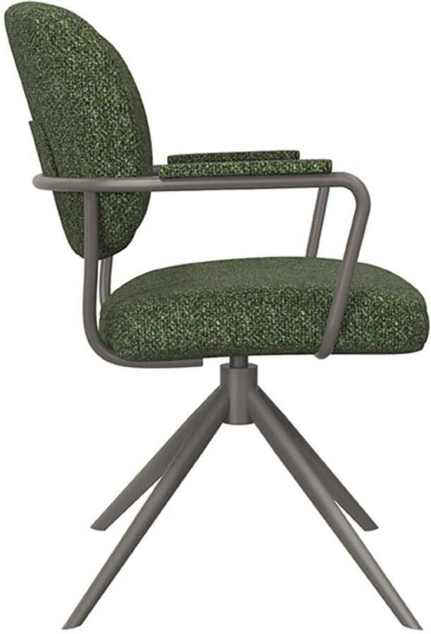 LABEL51 Basel Eetkamerstoel Groen Stof Forest Frame Stoel Normale eetkamerstoel Draaibaar Met Armleuning - Foto 3