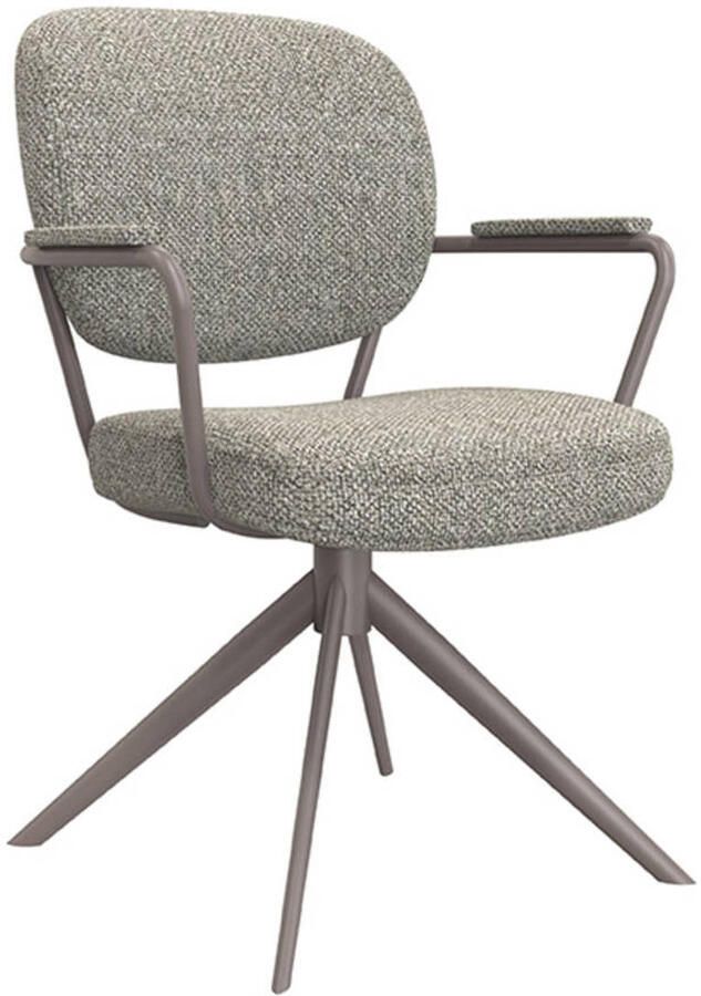 LABEL51 Basel Eetkamerstoel Grijs Stof Bronze Frame Stoel Normale eetkamerstoel Draaibaar Met Armleuning - Foto 4