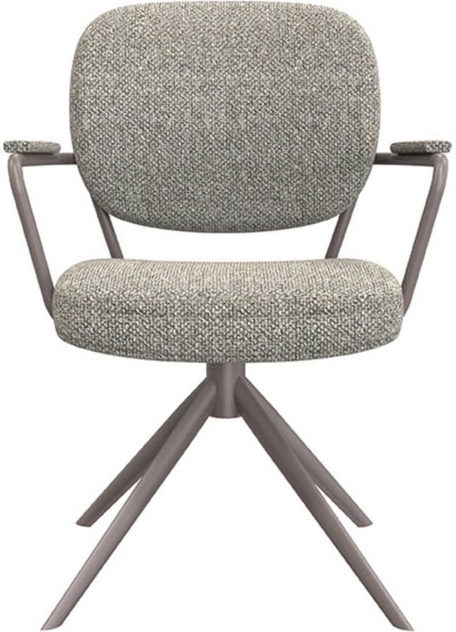 LABEL51 Basel Eetkamerstoel Grijs Stof Bronze Frame Stoel Normale eetkamerstoel Draaibaar Met Armleuning - Foto 2