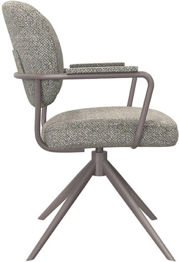 LABEL51 Basel Eetkamerstoel Grijs Stof Bronze Frame Stoel Normale eetkamerstoel Draaibaar Met Armleuning - Foto 3