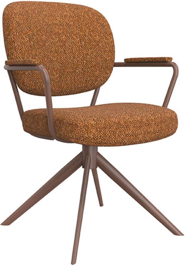 LABEL51 Basel Eetkamerstoel Oranje Stof Coral Frame Stoel Normale eetkamerstoel Draaibaar Met Armleuning - Foto 4