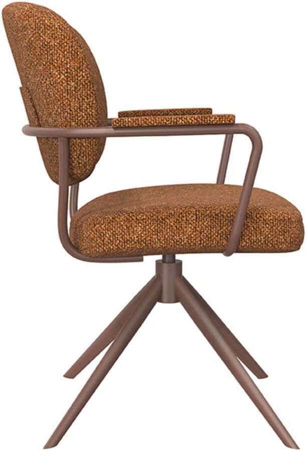 LABEL51 Basel Eetkamerstoel Oranje Stof Coral Frame Stoel Normale eetkamerstoel Draaibaar Met Armleuning - Foto 2