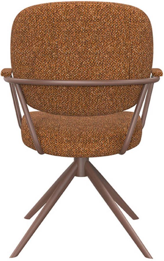 LABEL51 Basel Eetkamerstoel Oranje Stof Coral Frame Stoel Normale eetkamerstoel Draaibaar Met Armleuning - Foto 3