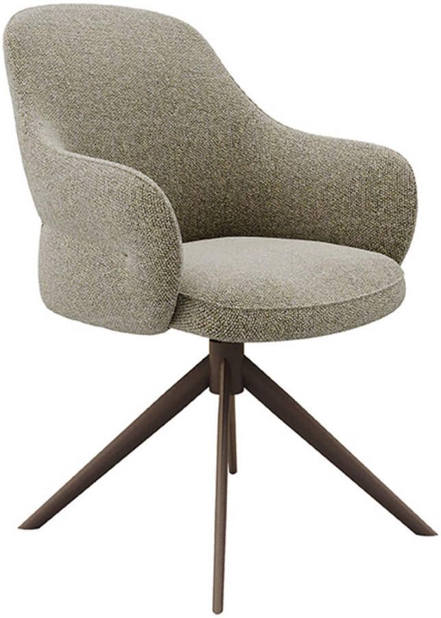 LABEL51 Bern Eetkamerstoel Grijs Stof Bronze Frame Stoel Draaibaar Met Armleuning - Foto 4