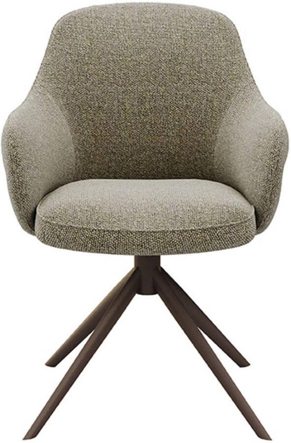 LABEL51 Bern Eetkamerstoel Grijs Stof Bronze Frame Stoel Draaibaar Met Armleuning - Foto 3