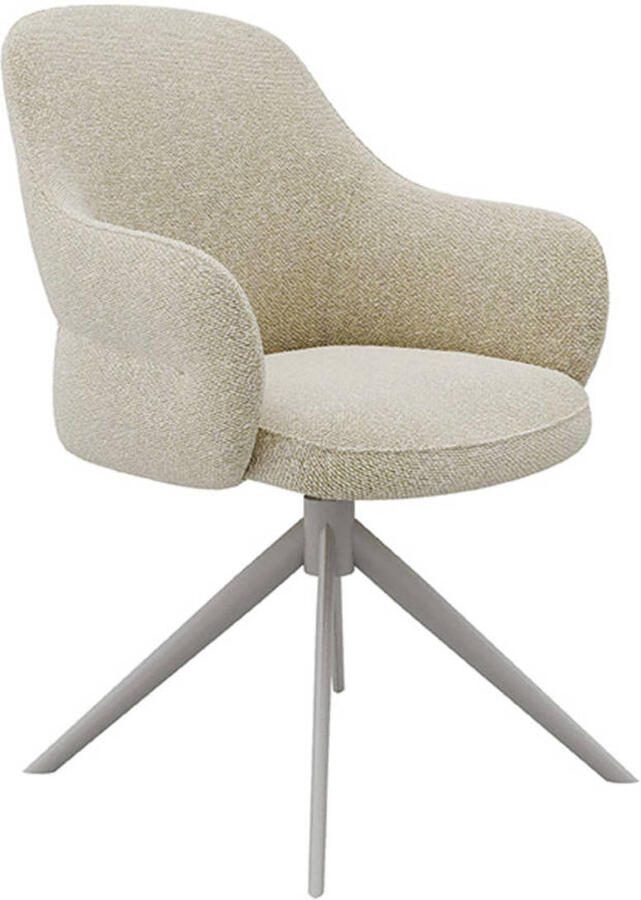 LABEL51 Bern Eetkamerstoel Naturel Royal Stof Taupe Metalen Frame Stoel Normale eetkamerstoel Met Armleuning - Foto 2