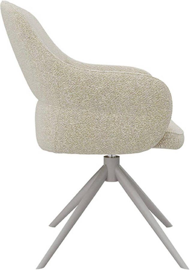 LABEL51 Bern Eetkamerstoel Naturel Royal Stof Taupe Metalen Frame Stoel Normale eetkamerstoel Met Armleuning - Foto 5