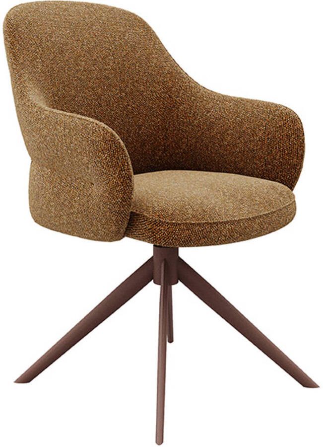 LABEL51 Bern Eetkamerstoel Oranje Stof Coral Frame Stoel Draaibaar Met Armleuning - Foto 4