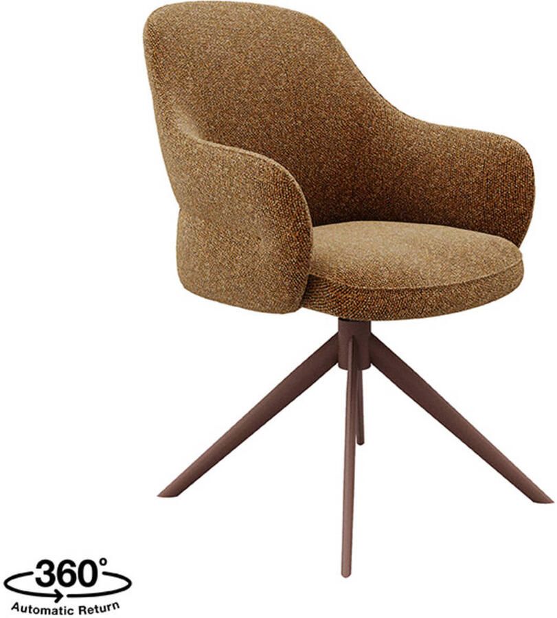 LABEL51 Bern Eetkamerstoel Oranje Stof Coral Frame Stoel Draaibaar Met Armleuning - Foto 2