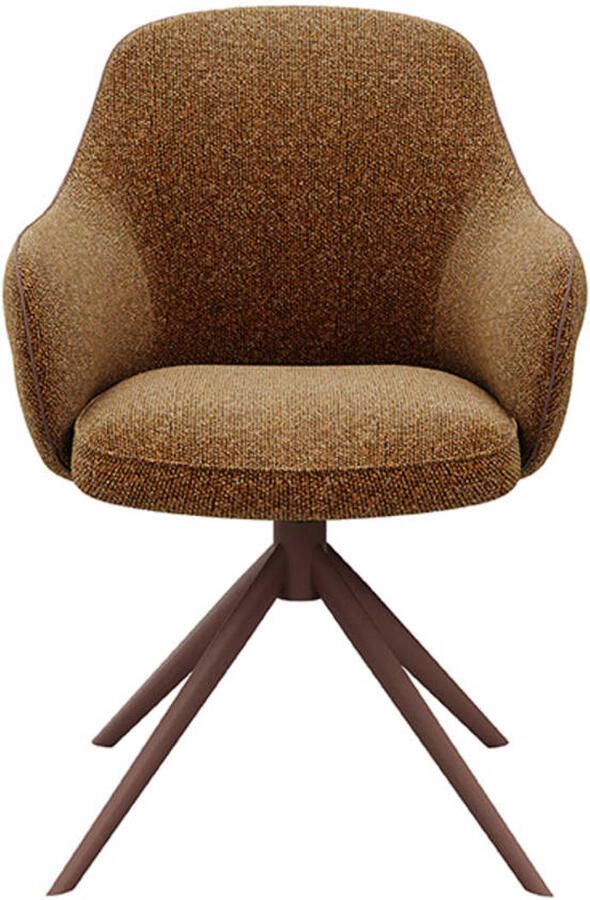 LABEL51 Bern Eetkamerstoel Oranje Stof Coral Frame Stoel Draaibaar Met Armleuning - Foto 3