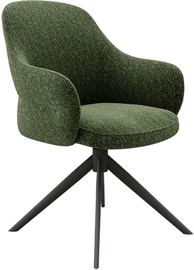 LABEL51 Bern Eetkamerstoel Groen Stof Forest Frame Stoel Draaibaar Met Armleuning - Foto 4