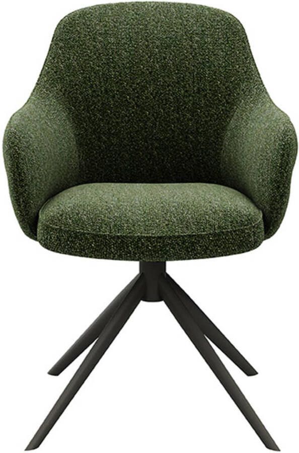 LABEL51 Bern Eetkamerstoel Groen Stof Forest Frame Stoel Draaibaar Met Armleuning - Foto 3