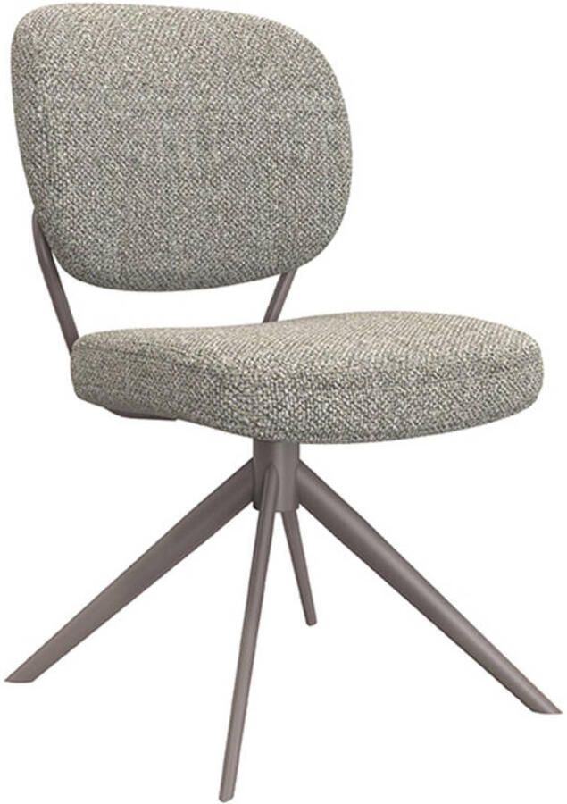 LABEL51 Geneva Eetkamerstoel Grijs Stof Bronze Frame Stoel Normale eetkamerstoel Draaibaar - Foto 4